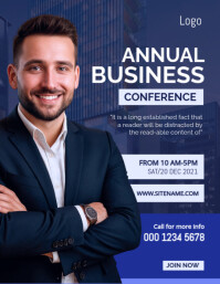 Blue Professional Annual Business Conference Banner Template Flyer (us Letter)