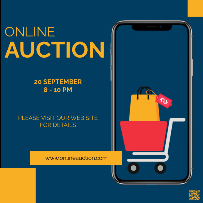 Auction Post Design Blue Professional Auction Instagram Post Template | PosterMyWall