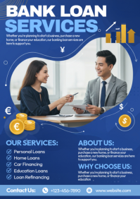 Blue Bank Loan Services A4 Template