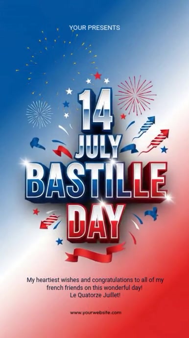 Blue Professional Bastille Day Instagram Reel template