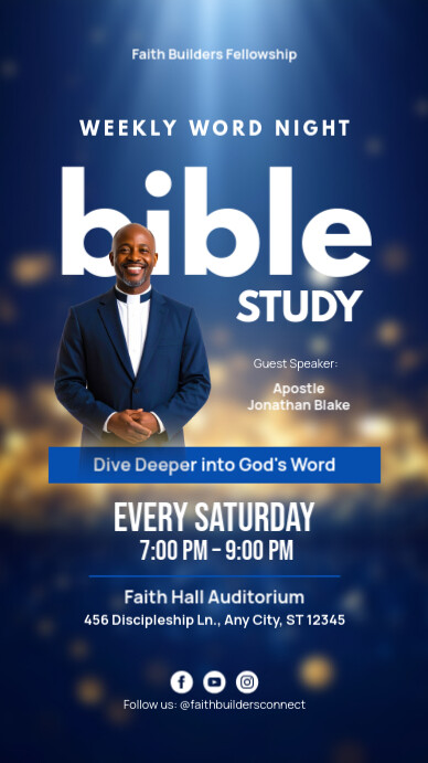 Blue Professional Bible Study Instagram Story template