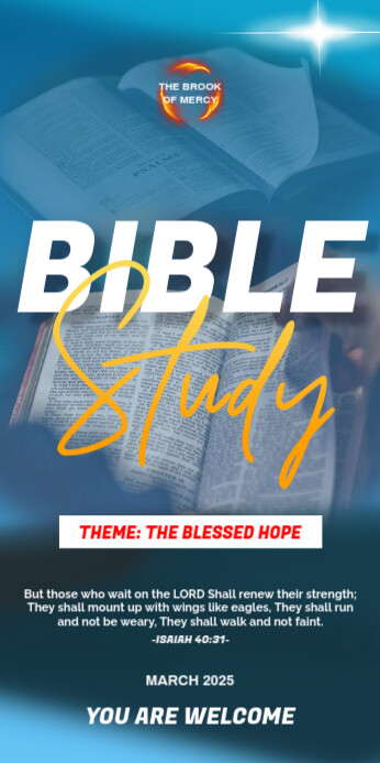 Blue Professional Bible Study Roll Up Banner 3' × 6' template