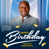 Blue Birthday Celebration โพสต์บน Instagram Template