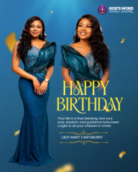 Blue Professional Birthday Celebration Instagram Portrait template