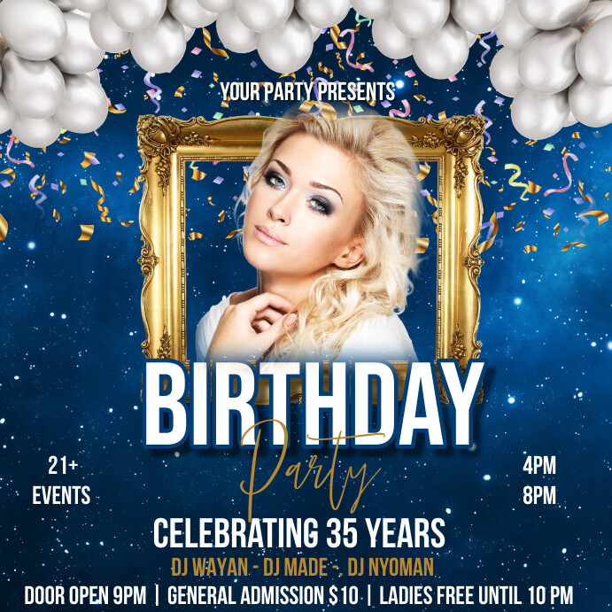 Plantilla de Blue Professional Birthday Party Instagram Po | PosterMyWall