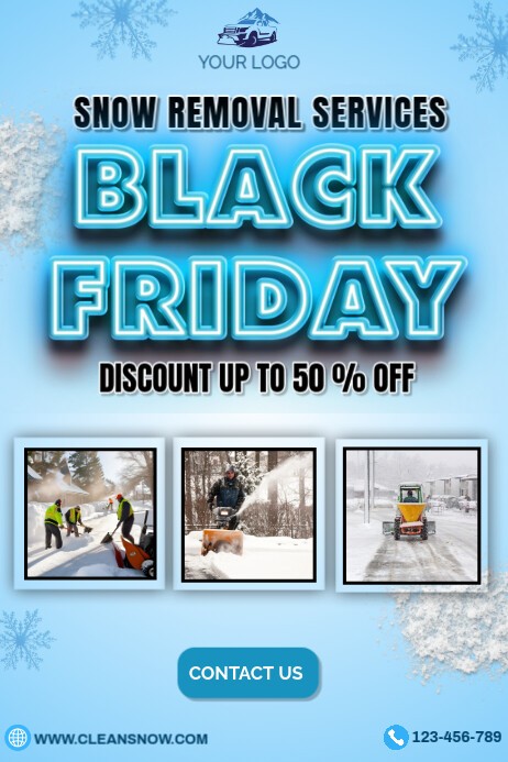 Blue Professional Black Friday Snow Removal Services Poster Cartaz template