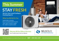 Blue Professional Blue White And Green Air Conditioning Postcard Professional Services Advertisement template