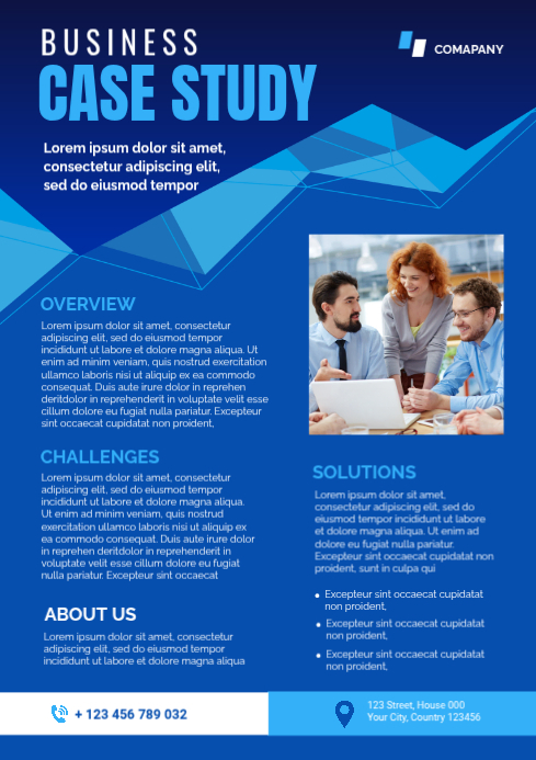 Blue Business Case Study A4 Template | PosterMyWall
