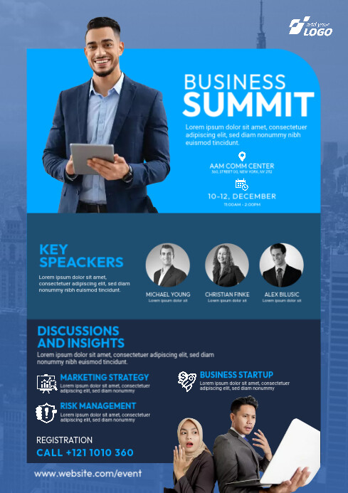 Blue Professional Business Conference Flyer A4 template