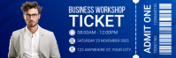 Blue Professional Business Workshop Ticket Twitter Banner template