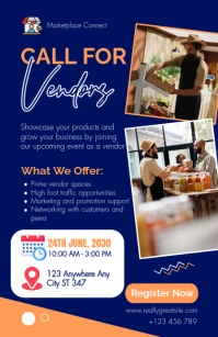 Blue Professional Call For Vendors Poster Template Tabloid