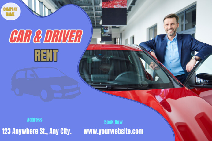 Plantilla de Blue Professional Car And Driver Rent Poster | PosterMyWall