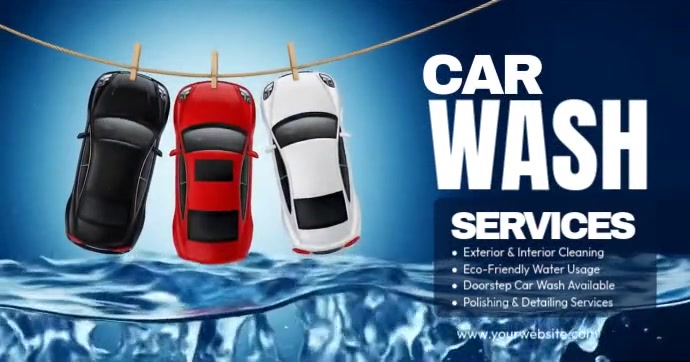 Blue Professional Car Wash Services Facebook Shared Image template