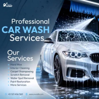 Blue Professional Car Wash Services Instagram Post Video Iphosti le-Instagram template