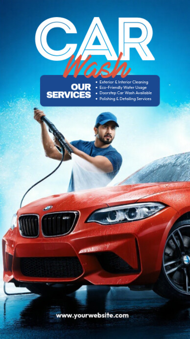 Blue Professional Car Wash Services Instagram Story Instagram-verhaal template