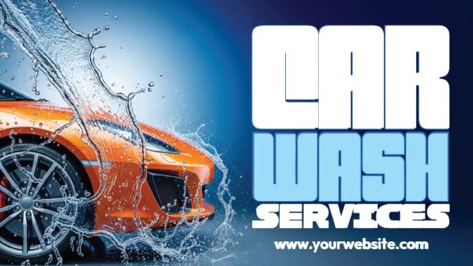 Blue Professional Car Wash Services Twitter Post template
