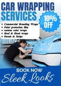 Blue Professional Car Wrapping Services A2 template