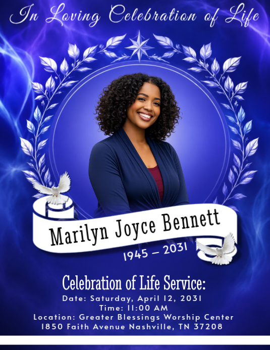 Blue Celebration Of Life Flyers Template | PosterMyWall