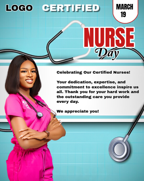 Blue Professional Certified Nurse Day  Instagram Portrait template