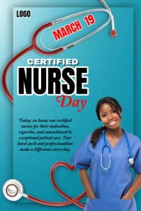 Blue Professional Certified Nurse Day  Pinterest Graphic template