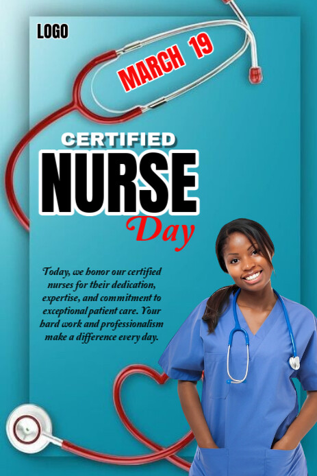 Blue Professional Certified Nurse Day  Pinterest Graphic template