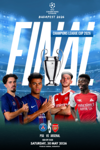 Blue Professional Champions League Final 2026 Poster Póster template