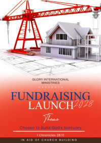 Blue Professional Church Building Fundraiser A3 template