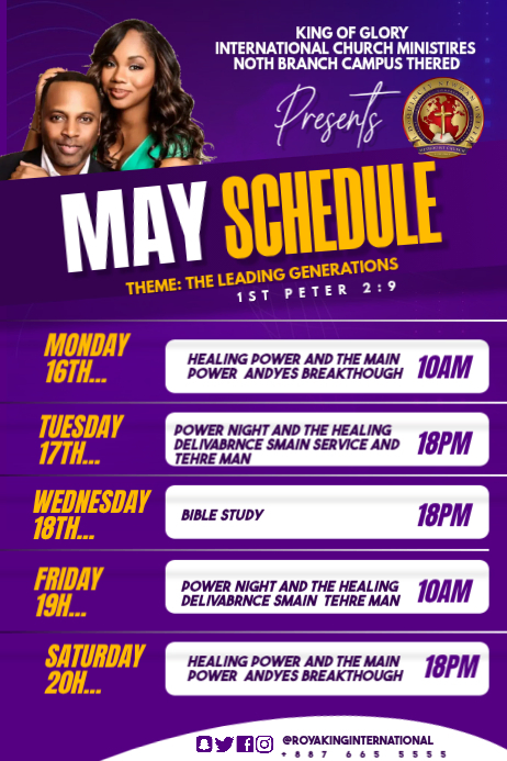 Events 1035 Copy of Blue Professional Church Event Schedule Poster | PosterMyWall