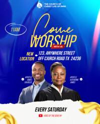 Blue Professional Church Flyer  Instagram Portrait template