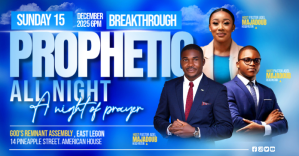 Blue Professional Church Prophetic All Night Creative Template Facebook Ad Facebook-annonce