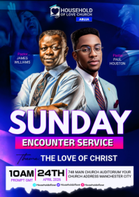Blue Professional Church Service Event A5 template