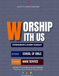 Blue Church Service Flyer Template