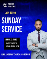 Blue Church Service Instagram Portrait Template