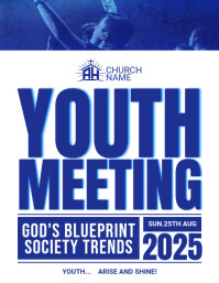 Blue Professional Church Youth Meeting Flyer (us Letter) template