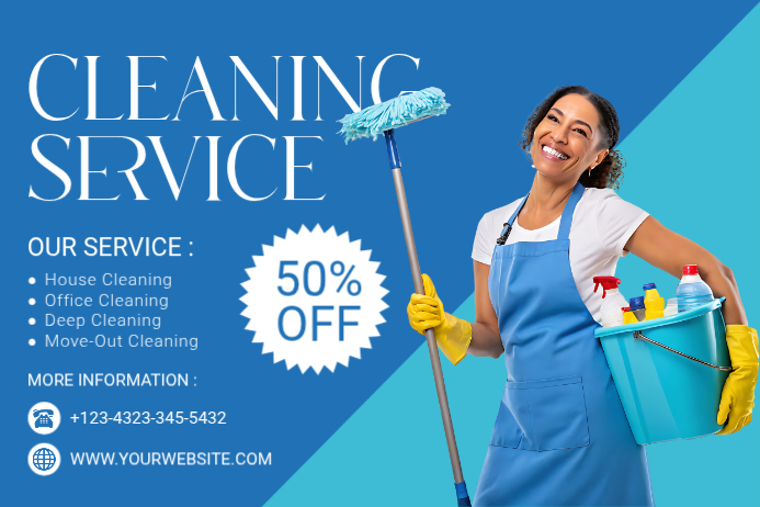 Blue Professional Cleaning Service Poster Template | PosterMyWall
