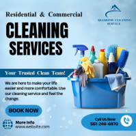 Blue Professional Cleaning Services Business Flyer Square (1:1) template