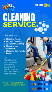 Blue Professional Cleaning Services  Instagram Story template