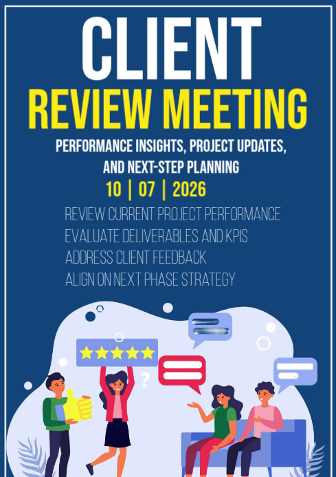 Blue Professional Client Review Meeting A4 Template | PosterMyWall