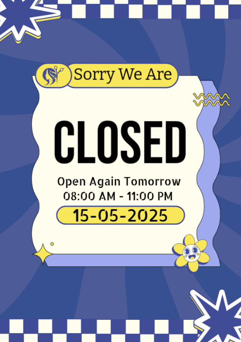 Blue Professional Closing And Opening Notice A4 Template | PosterMyWall
