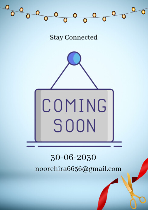 Coming Soon Note Blue Professional Coming Soon Notice A4 Template | PosterMyWall
