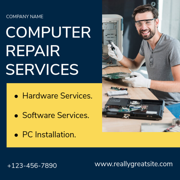 Blue Professional Computer Repair Service Instagram Post template