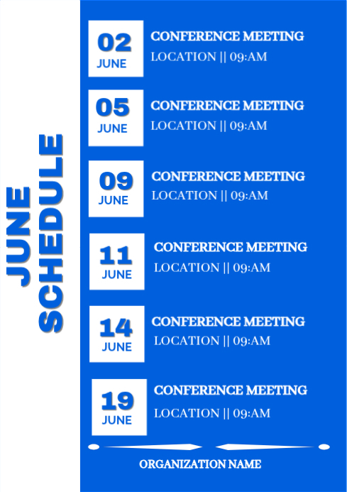 Blue Professional Conference Schedule A4 Template | PosterMyWall