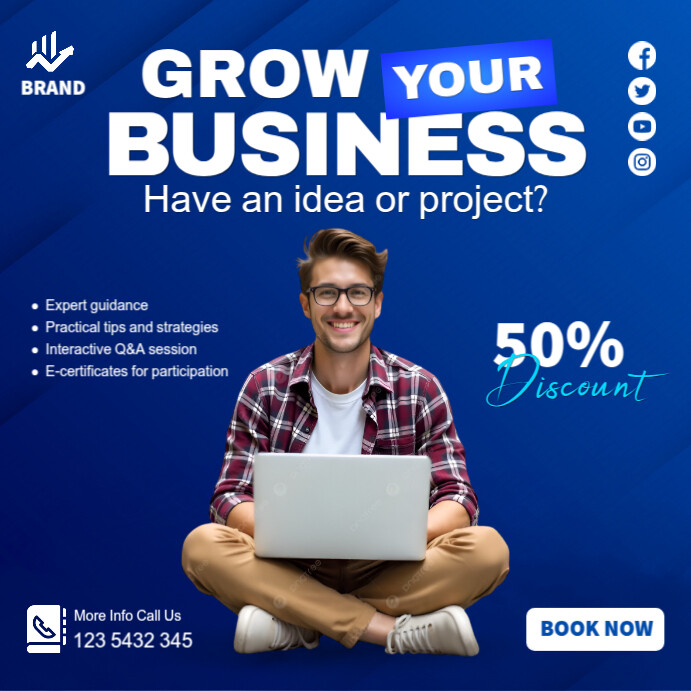 Blue Professional Corporate Business Instagram Post Template | PosterMyWall