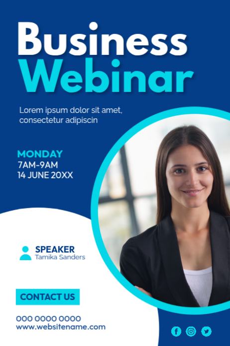 Blue Professional Corporate Business Webinar Poster Template | PosterMyWall