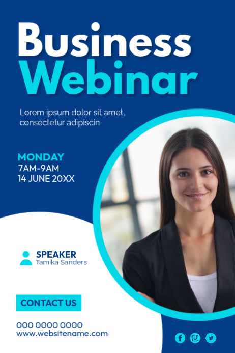 Blue Professional Corporate Business Webinar Poster Iphosta template