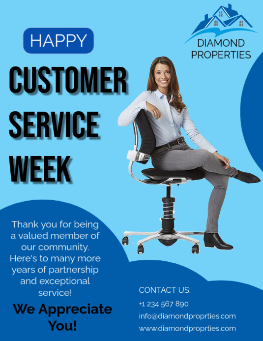 Blue Professional Customer Service Week Ad Flyer (us Letter) Template ...
