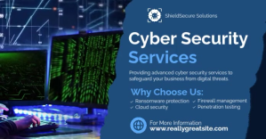 Blue Modern & Minimal Cyber Security  Facebook Shared Image template