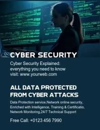 Blue Professional Cyber Security Flyer  Flyer (us Letter) template