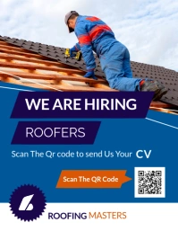 Blue Professional Dark Blue White And Orange Minimal We Are Hiring Roofers Advertisement 2025 2026 2 Flyer (US Letter) template