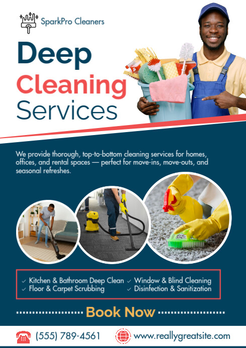 Deep Clean Promo Copy of Blue Professional Deep Cleaning Services Promotion Template A4 ...